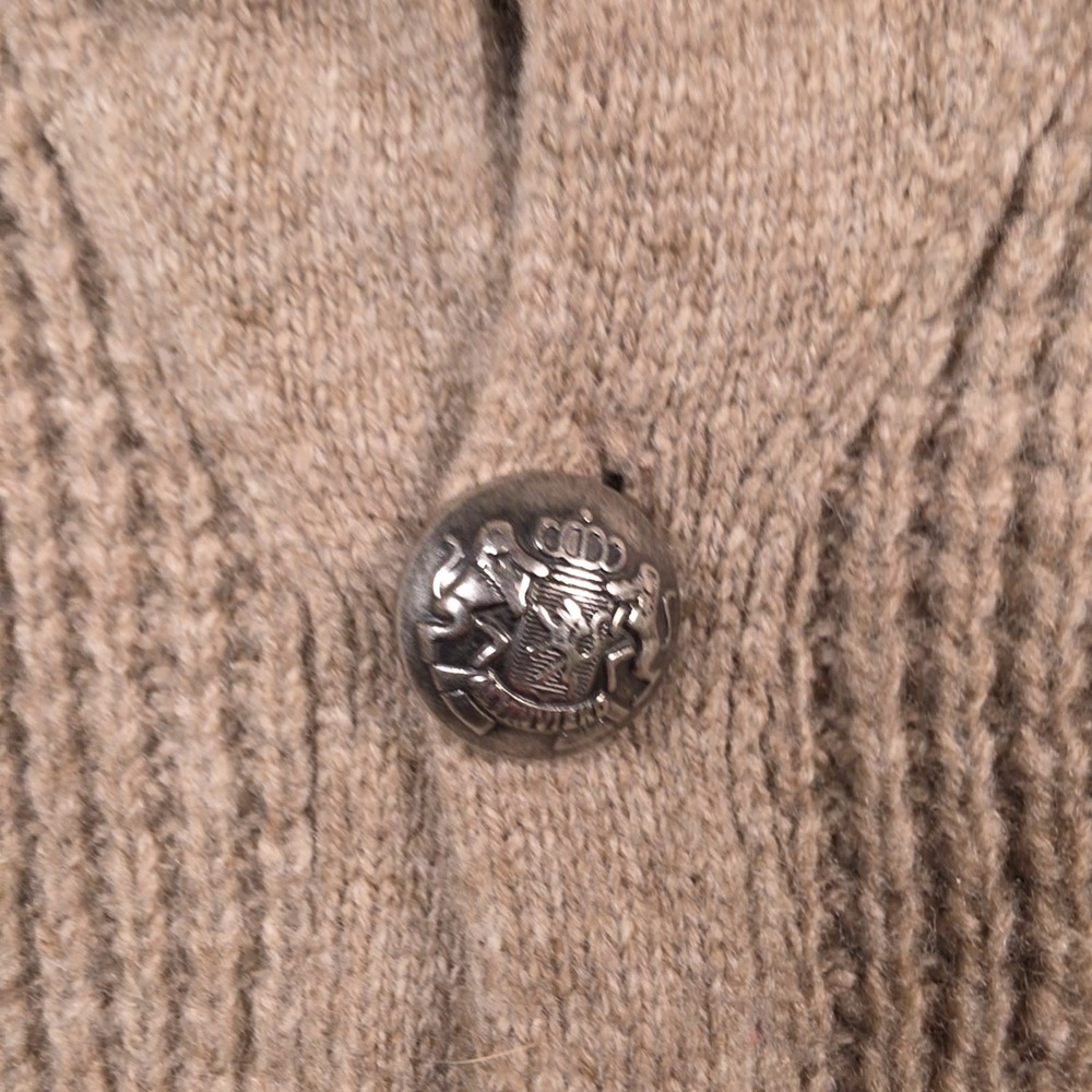 John Varvatos USA Luxe Cardigan Mens Medium Tan Merino Wool Nylon Grandpa - Picture 4 of 11